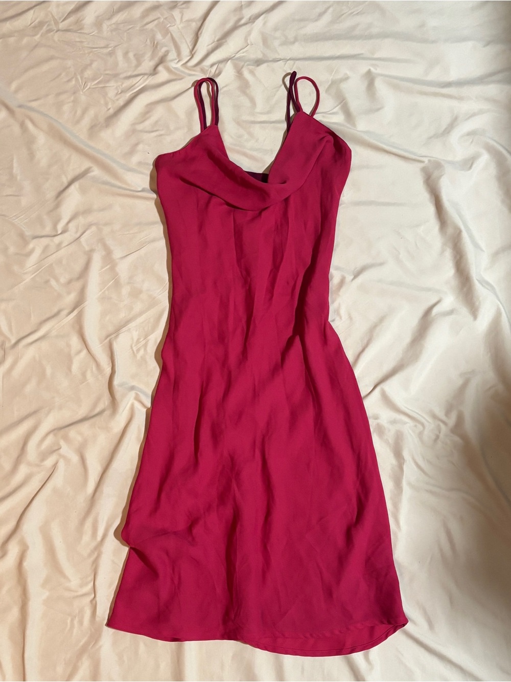 jonathan martin Magenta Cowl Neck Midi Slip Dress